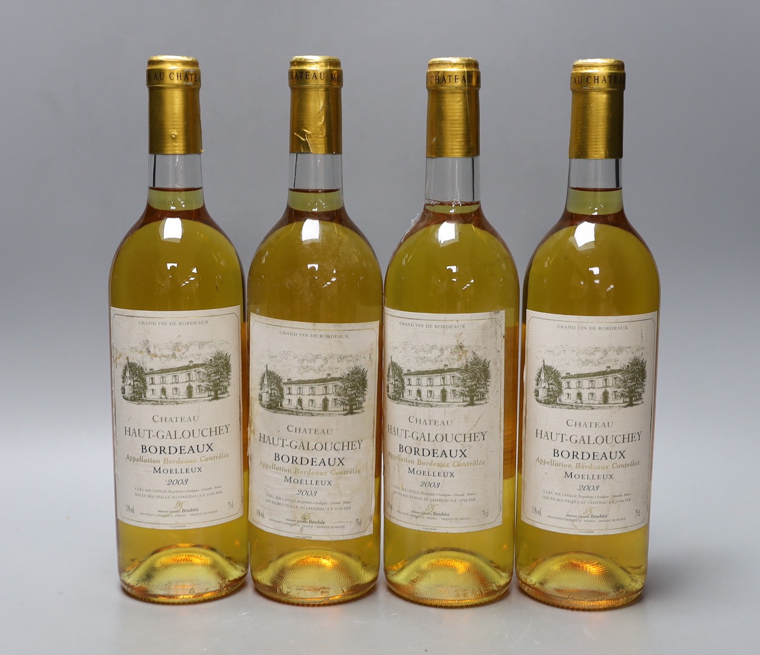 4 bottles of Chateau Haut Galouchey Bordeaux 2003